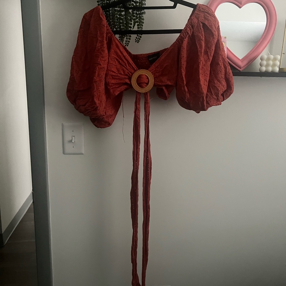 Mink pink wrap tie top